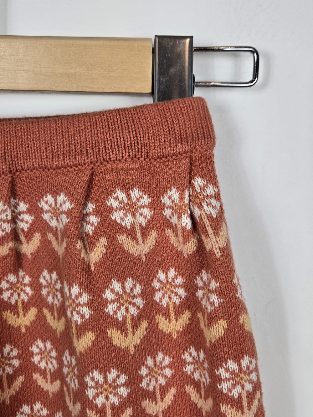 Zara Girls Knit Floral Skirt Size 2-3Y 98 Rust Orange Cottagecore Fall - Picture 3 of 7